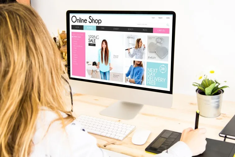 freelance girl designing online shop