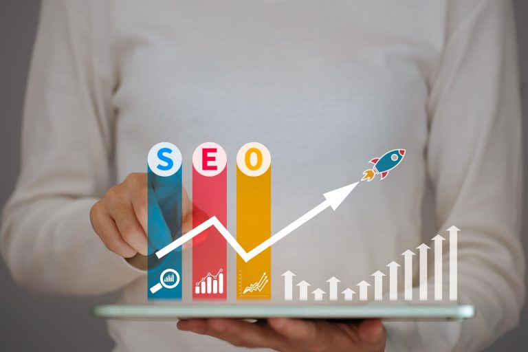 SEO Search Engine Optimization, concept for promoting ranking traffic on website, optimizing your website to rank in search engines or SEO.